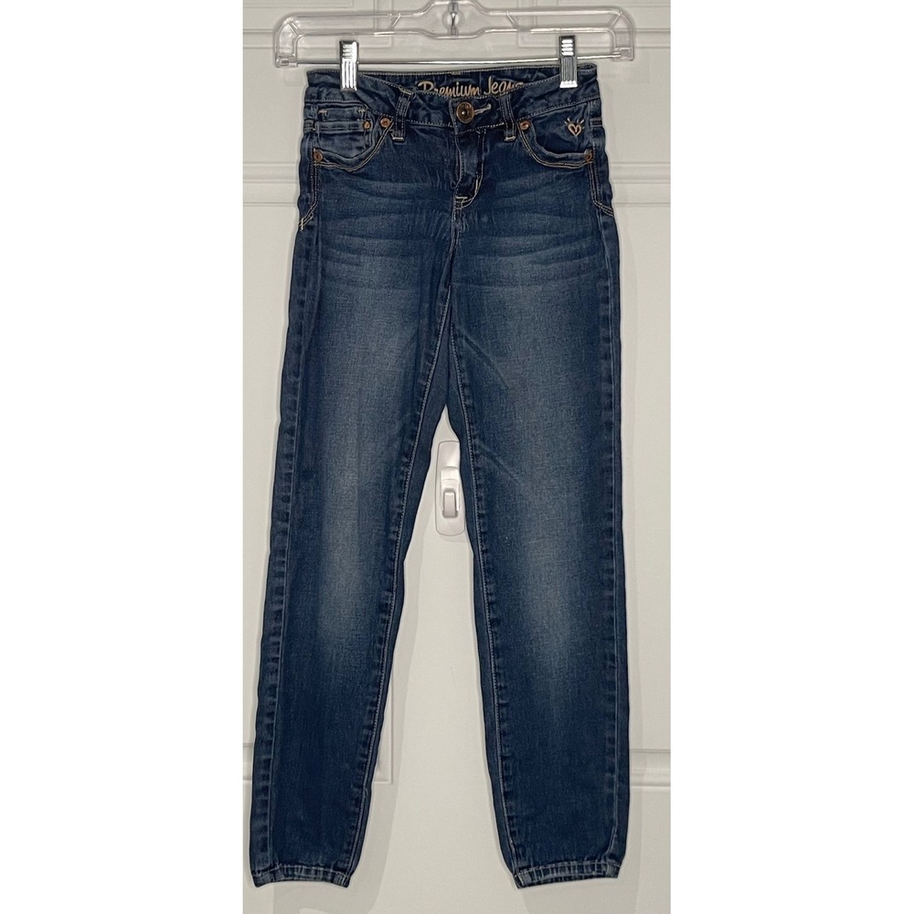 Justice Girls Premium Jeans 10S Slim Simply Low Super Skinny Medium Wash Denim